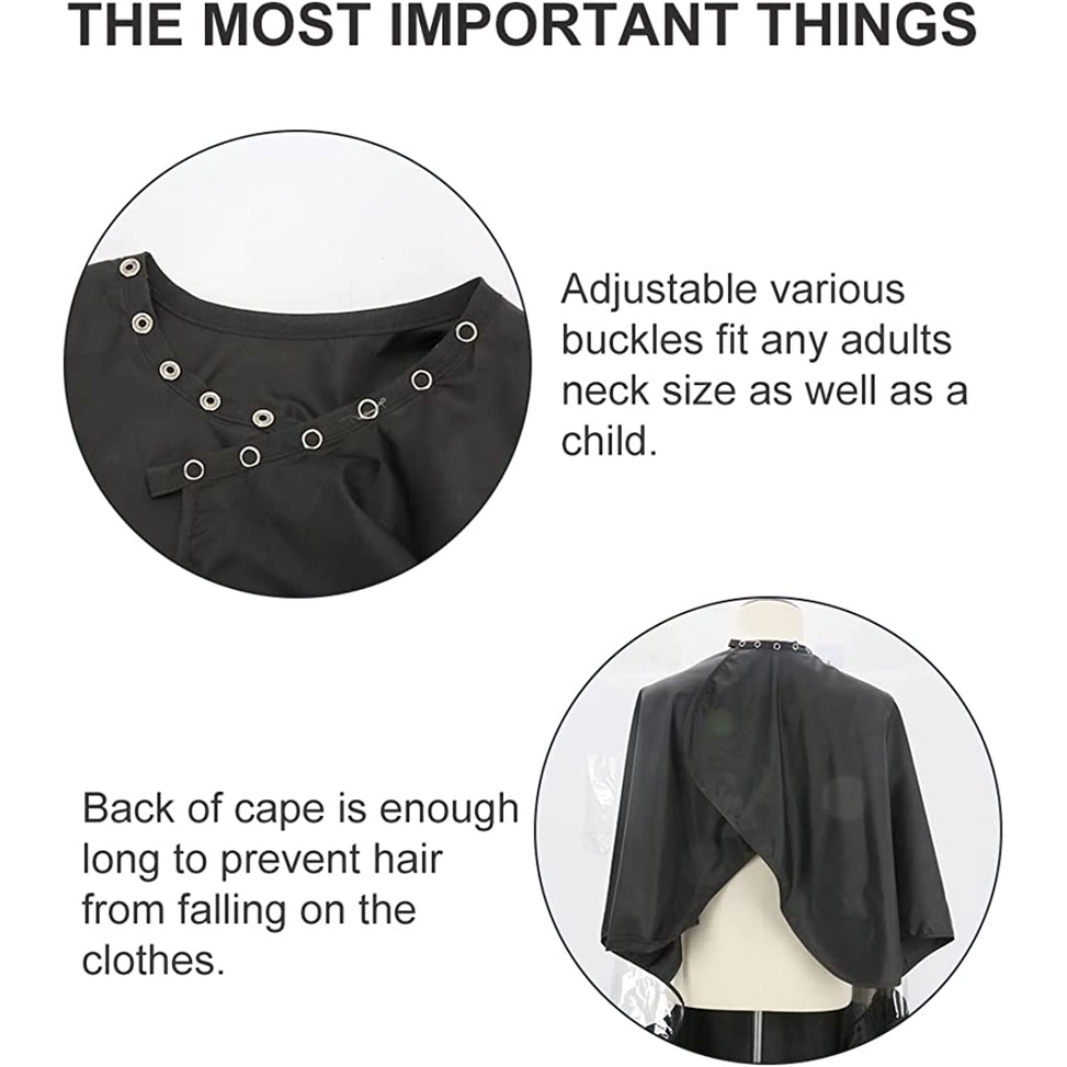 Áo Choàng Cắt Tóc Màu Đen Chống Thấm Nước 50X60 Inch Chuyên Dụng Cho Salon