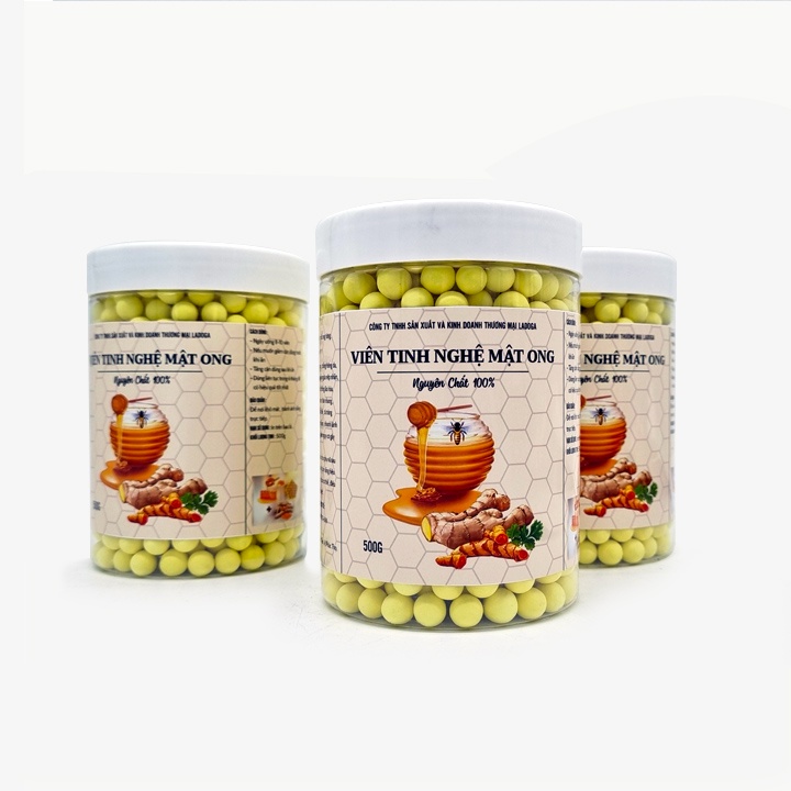 Viên Tinh bột nghệ mật ong LADOGA đóng hộp 500g