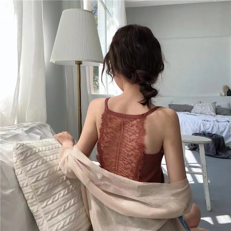 Áo Thun Đan Len Hai Dây Hở Lưng Cổ Chữ V Thời Trang Mùa Hè Sành Điệu Cho Nữ