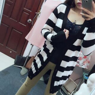 Áo len dáng dài kẻ sọc vnxk