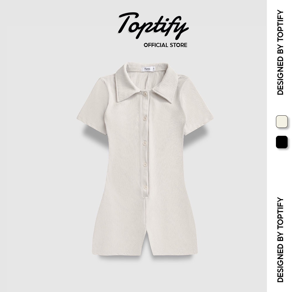 Jumpsuit cổ polo tay ngắn TOPTIFY bộ áo liền quần tay ngắn cổ polo See Breeze Bodysuit TJT01