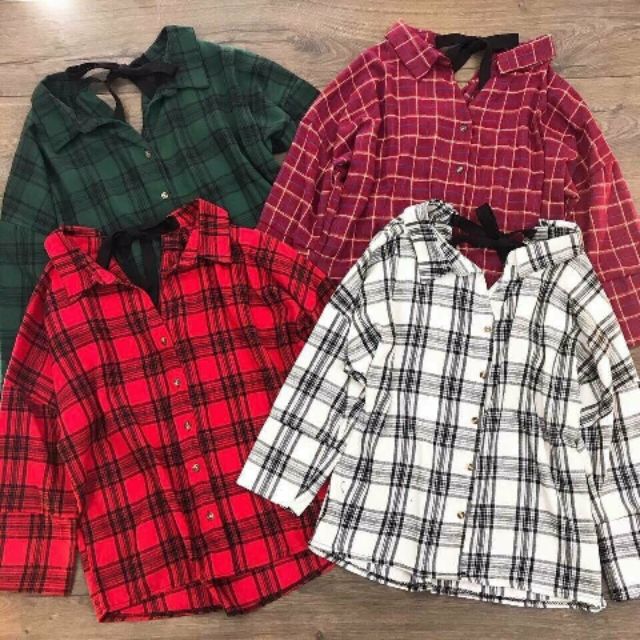 Áo sơ mi cột nơ sau