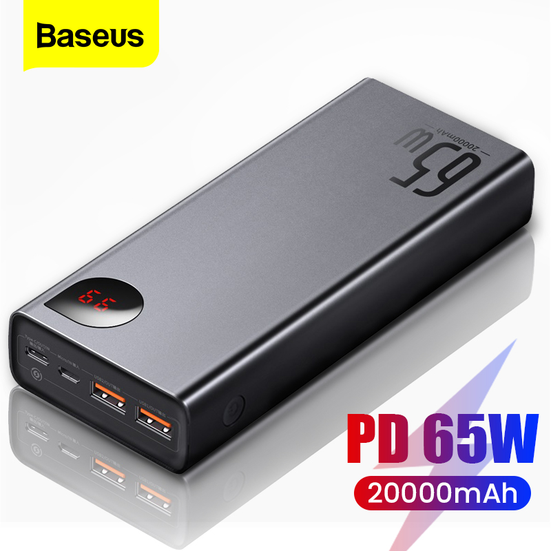 Sạc dự phòng Baseus 65W 20000mAh sạc nhanh loại C PD gọn nhẹ