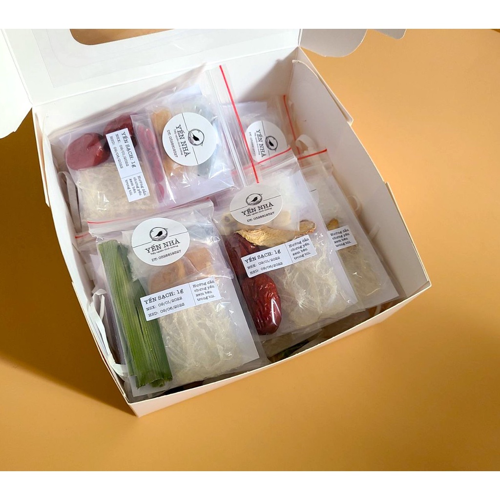 Hộp lớn 10 gói Yến sào nhỏ nguyên chất MIX nhiều loại kèm hướng dẫn chưng yến Yến Nhà