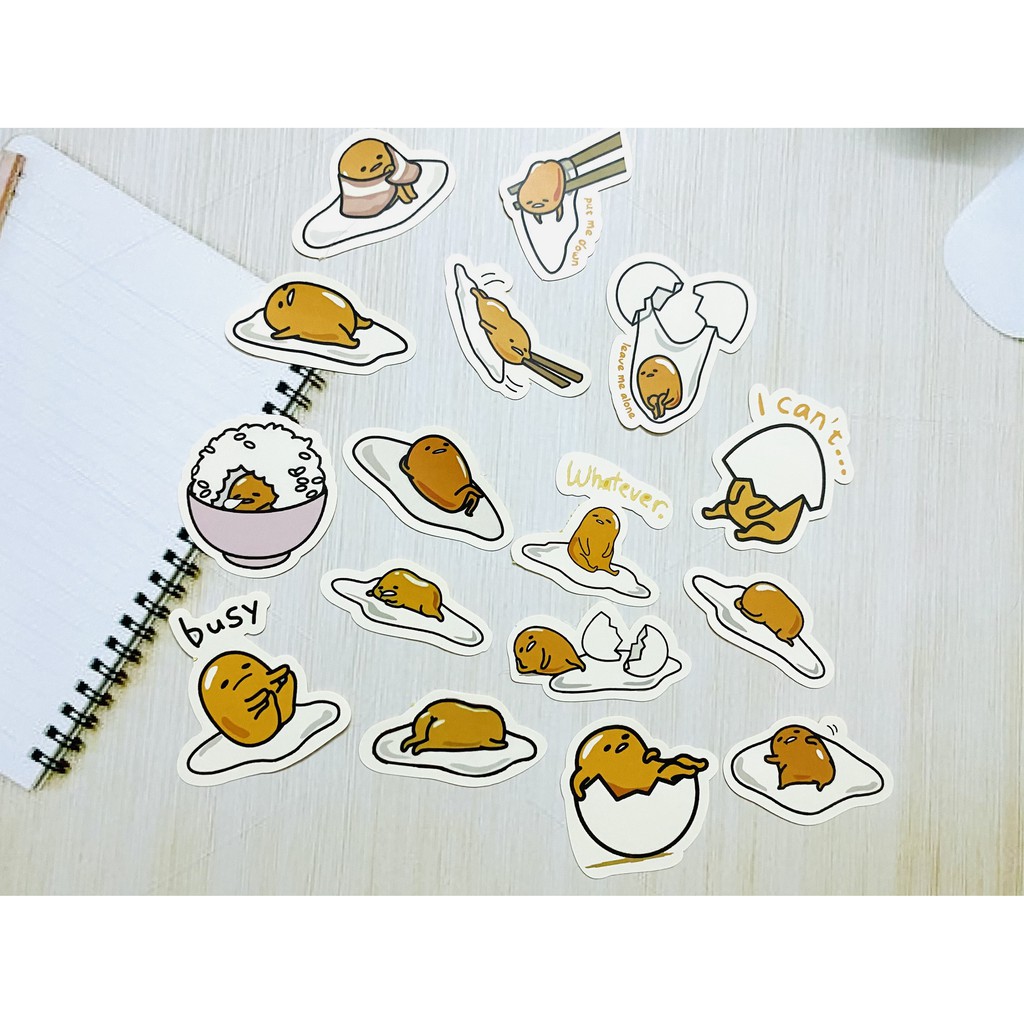 Sticker trứng lười - gudetama dán trang trí laptop, máy tính bỏ túi, vali, điện thoại, đàn ghita.