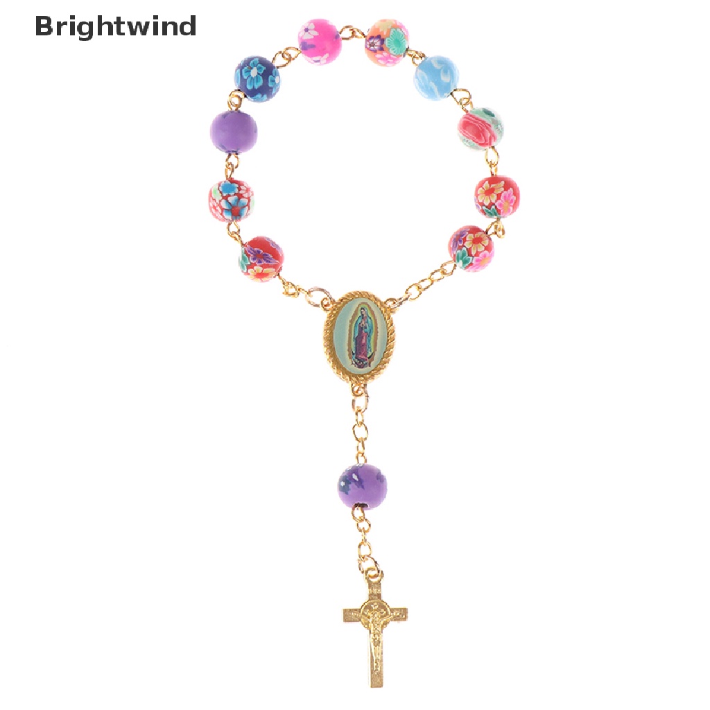 [Brightwind] Rosary Bead Bracelet Catholic Pendant Virgin Mary Christian Religious Jewelry Hot Sell