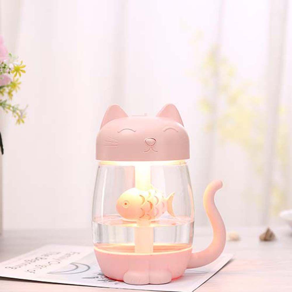 Máy Phun Sương Tạo Độ Ẩm Không Khí Mini Có Đèn LED Hình Mèo Hoạt Hình Cho Xe Hơi