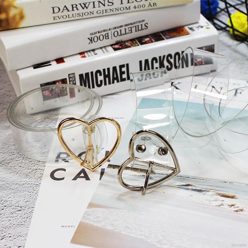 Dây nịt trong suốt bản nhỏ cá tính mặt khóa đa dạng dễ thương