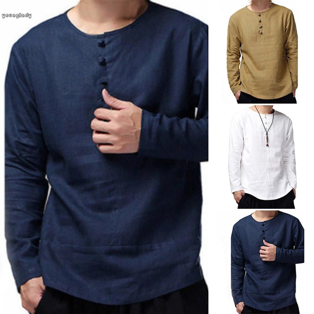 Áo Thun Trắng / Khaki / Dark Blue Button Cotton Pha Thoải Mái