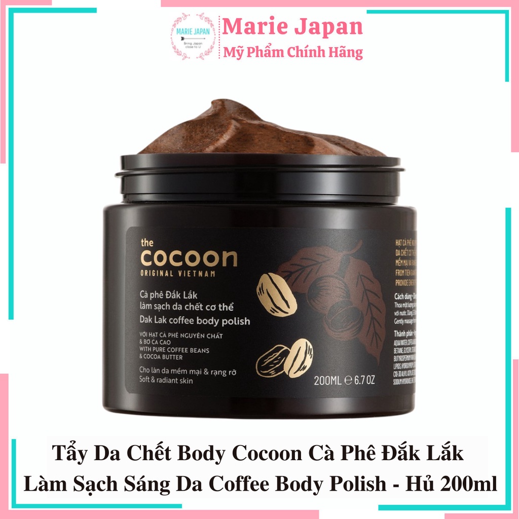 Tẩy Da Chết Body Cocoon Cà Phê Đắk Lắk Làm Sạch Sáng Da Coffee Body Polish - Hủ 200ml | BigBuy360 - bigbuy360.vn