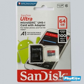 Thẻ nhớ microsd sandisk ultra 100mb/s 64gb kèm áo thẻ sd