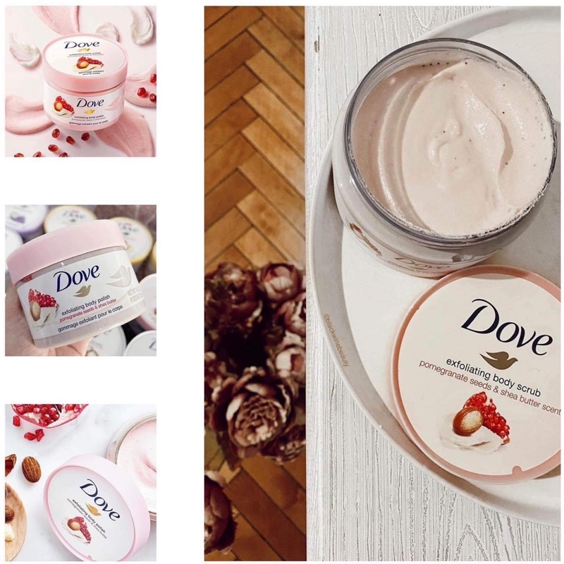 Tẩy tế bào chết body Dove  298gml loại bỏ tế bào chết để lộ ra một lớp da mới rạng rỡ, đẹp đẽ Hương thơm quyến rũ