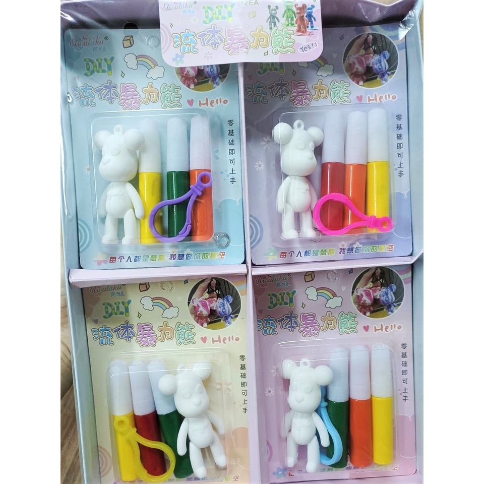 (Bán Buôn Sỉ) Móc Khóa Gấu Bearbrick đổ màu siêu hot (Set tự làm)