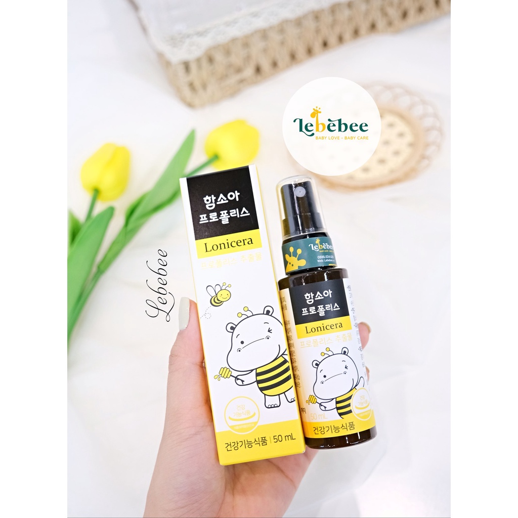 Xịt keo ong Hamsoa Lonicera Hàn Quốc 50ml cho bé từ 1 tuổi