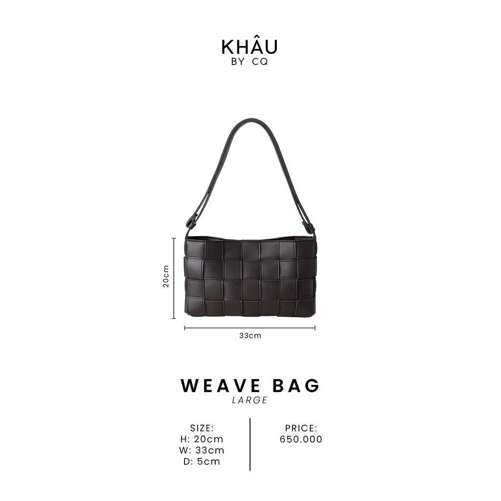 Túi da KHÂU BY CQ đan sợi đeo chéo Weave (size lớn)