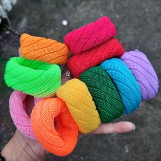 Túi 5 Len cột tóc sọc màu trơn (KT: 3×7cm)