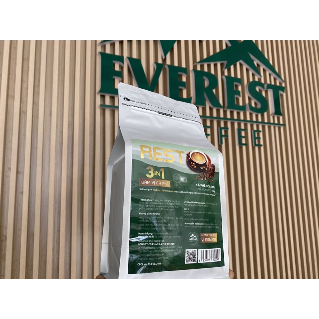 Cà Phê Hòa Tan Sữa REST 3IN1 Đậm Vị EVEREST COFFEES. Tiêu Chuẩn FDA. Hàng Việt Xuất Khẩu Chất Lượng Quốc Tế