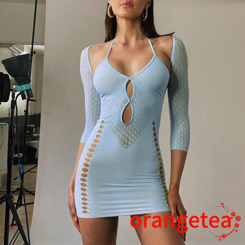 Đầm tay lửng 3/4 màu trơn thời trang cho nữ