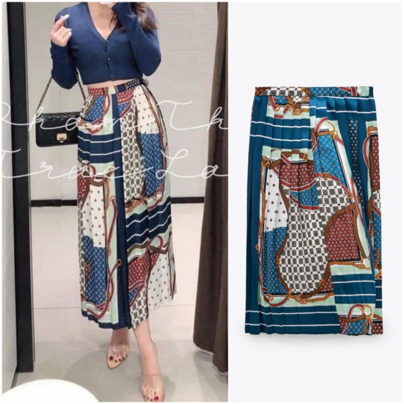 Chân váy Zara lụa AUTH newtag