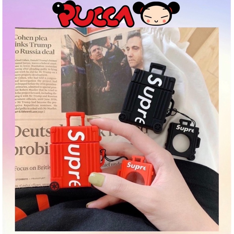 Vỏ Bảo Vệ Tai Nghe Airpods Supreme Kiểu Dáng Chiếc Vali Kèm Móc
