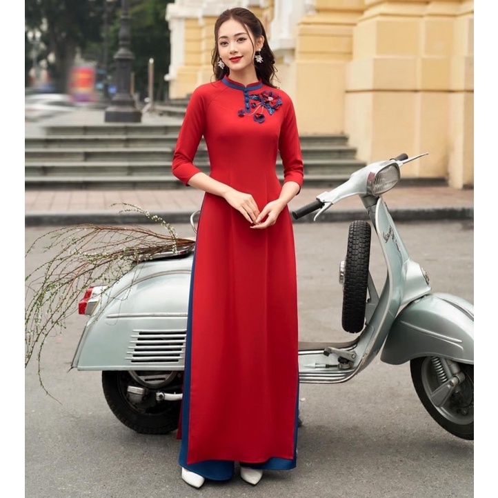 Áo dài thiết kế hoa xinh xắn