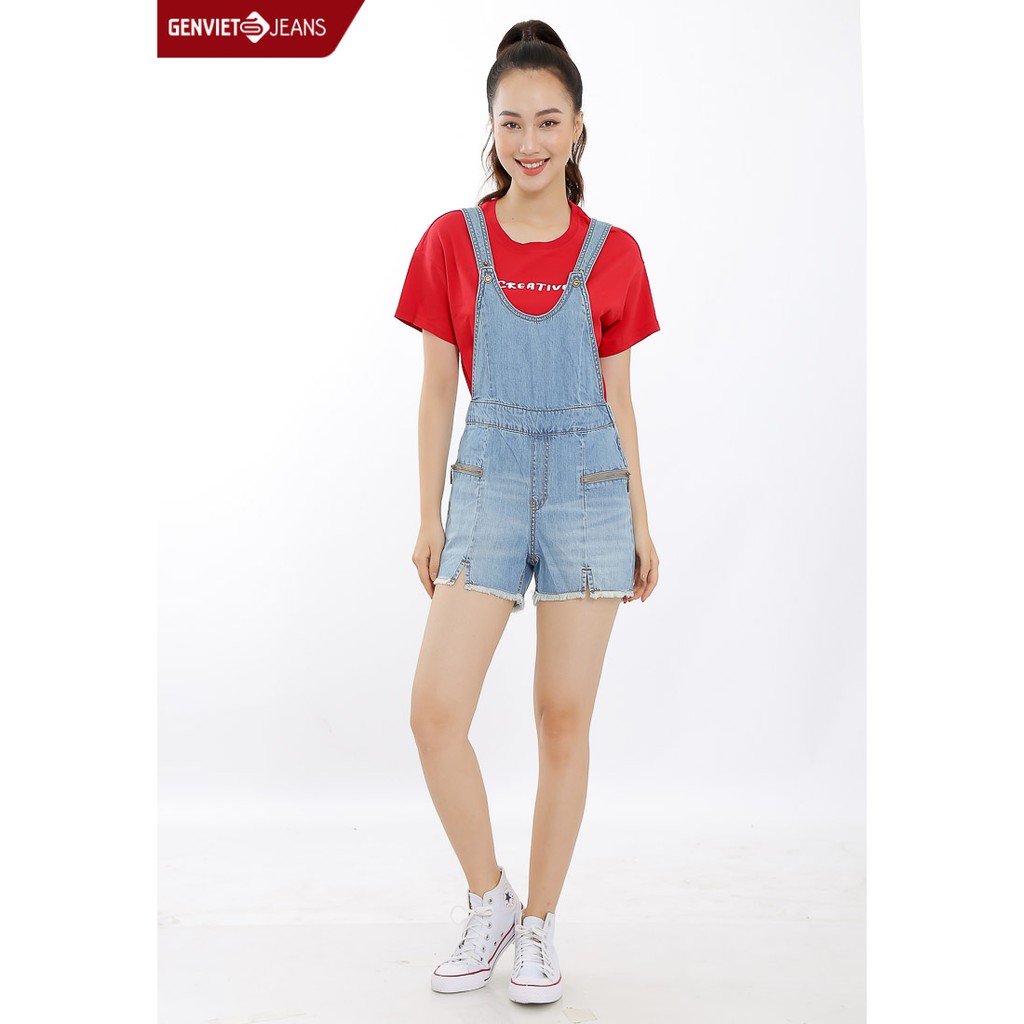 [Mã WABRLOW5 giảm 15% đơn 300K] Quần short yếm jeans TY424J506 GENVIET | BigBuy360 - bigbuy360.vn