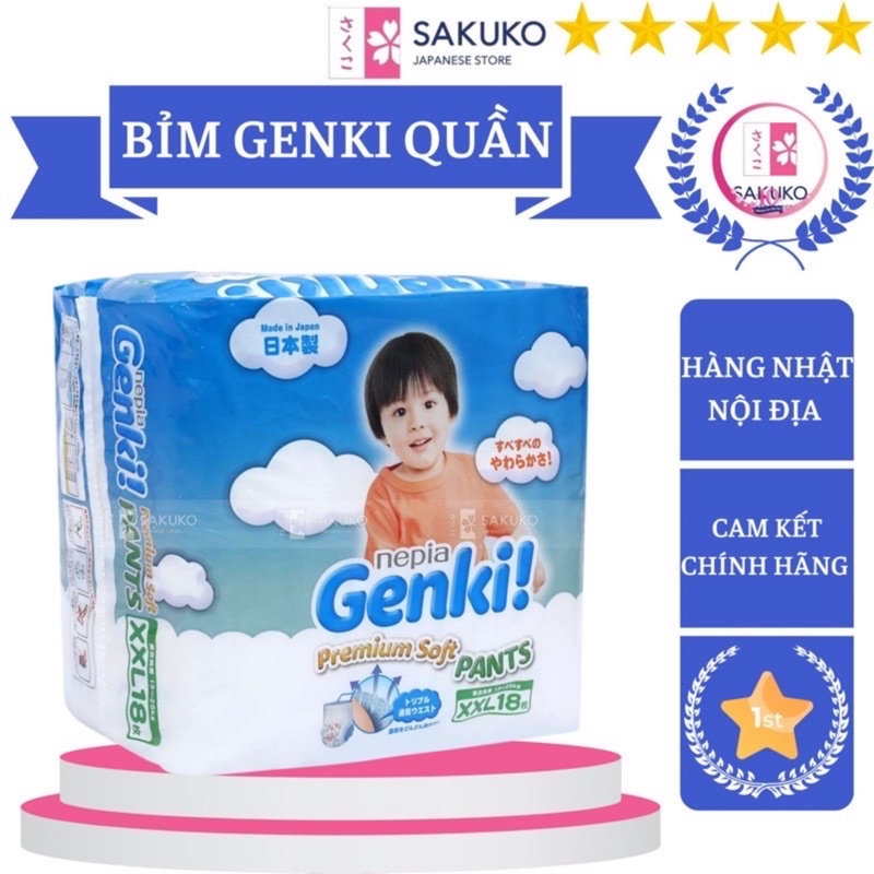 Bỉm GENKI, Tã Quần GENKI Nội Địa Nhật đủ size M32/L30/XL26/XXL18 - SAKUKO