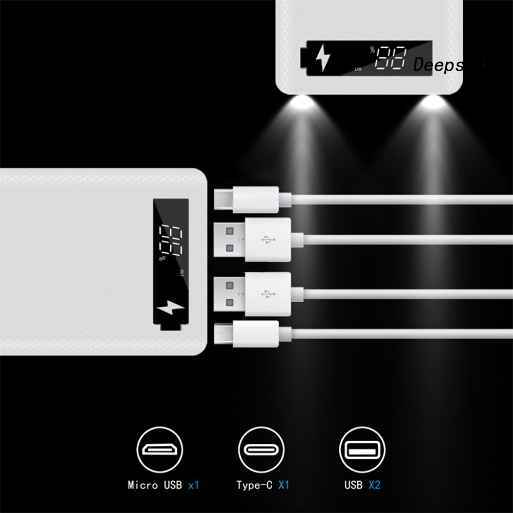 Vỏ Pin Sạc Dự Phòng Micro USB Type-C 18650 Màn Hình LCD DIY