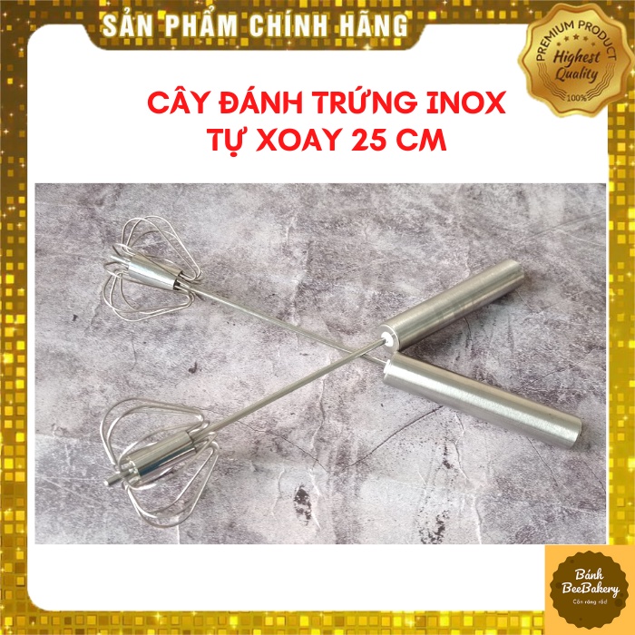 [Hàng mới về] Cây Đánh Trứng Inox Tự Xoay loại tốt