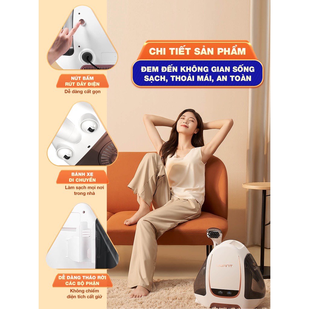 (Sẵn)Máy giặt cầm tay Uwant B100-( tặng nước giặt chuyên dụng)-dùng cho sofa, nệm, rèm, thảm