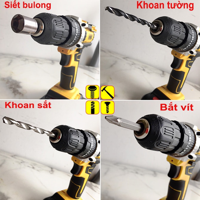 Máy Khoan Pin DeWalt 36V 3 Chức Năng - Có Búa - Khoan Tường, Bắn Vít - Tặng Kèm 24 Phụ Kiện - Pin Chuẩn 5 Cell
