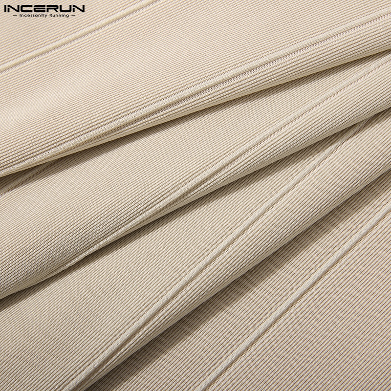 Áo thun INCERUN ngắn tay cổ tròn màu trơn size S-5XL dành cho nam