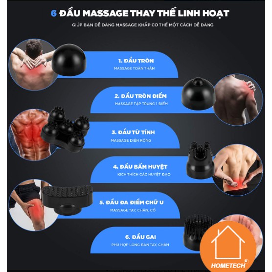 Máy Mát Xa Đấm Lưng Toàn Thân - Giảm Đau Cơ, Cứng Khớp - Máy Massage Cầm Tay Đa Năng Cao Cấp Hàng Chính Hãng Hot 2021