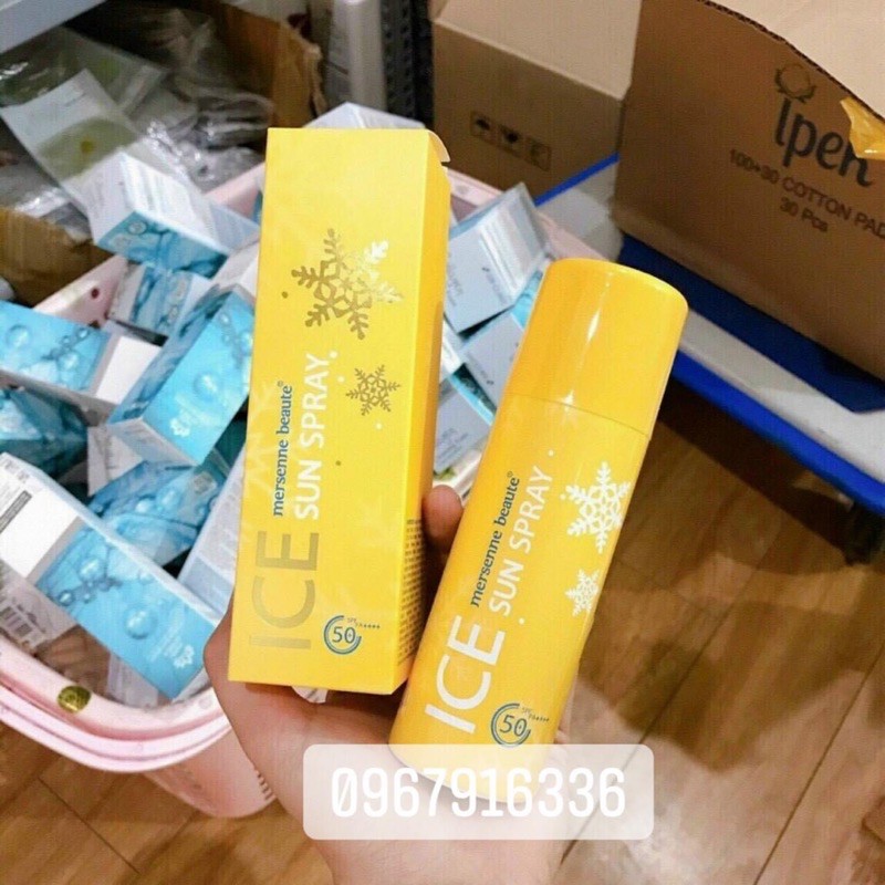 💥💥 Xịt chống nắng Ice Sun Spray Mersenne Beaute SPF50+ PA++ 💥💥 Hộp 100ml  ☀️ Dạng xịt tiện lợi 💥💥