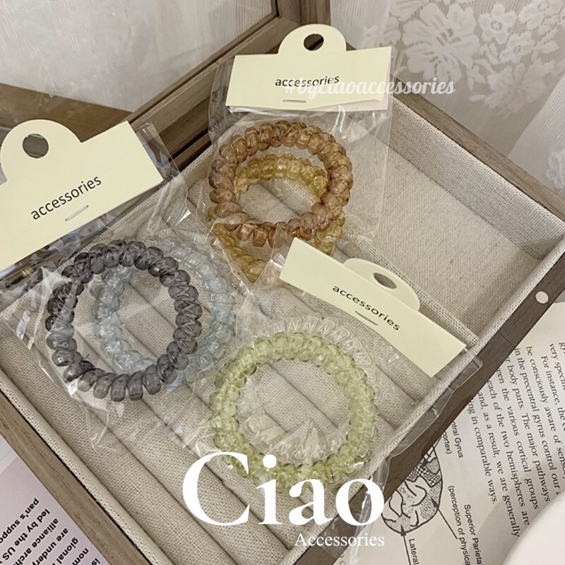 Set 2 buộc tóc/ Cột tóc lò xo co giãn thiết kế mã 05 Ciao accessories