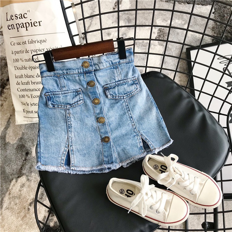 Đầm Denim Ngắn Phong Cách Mùa Hè 2021 Cho Bé Gái