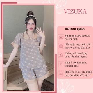 Đồ bộ nữ pijama lụa đùi mango mặc nhà cute VIZUKA