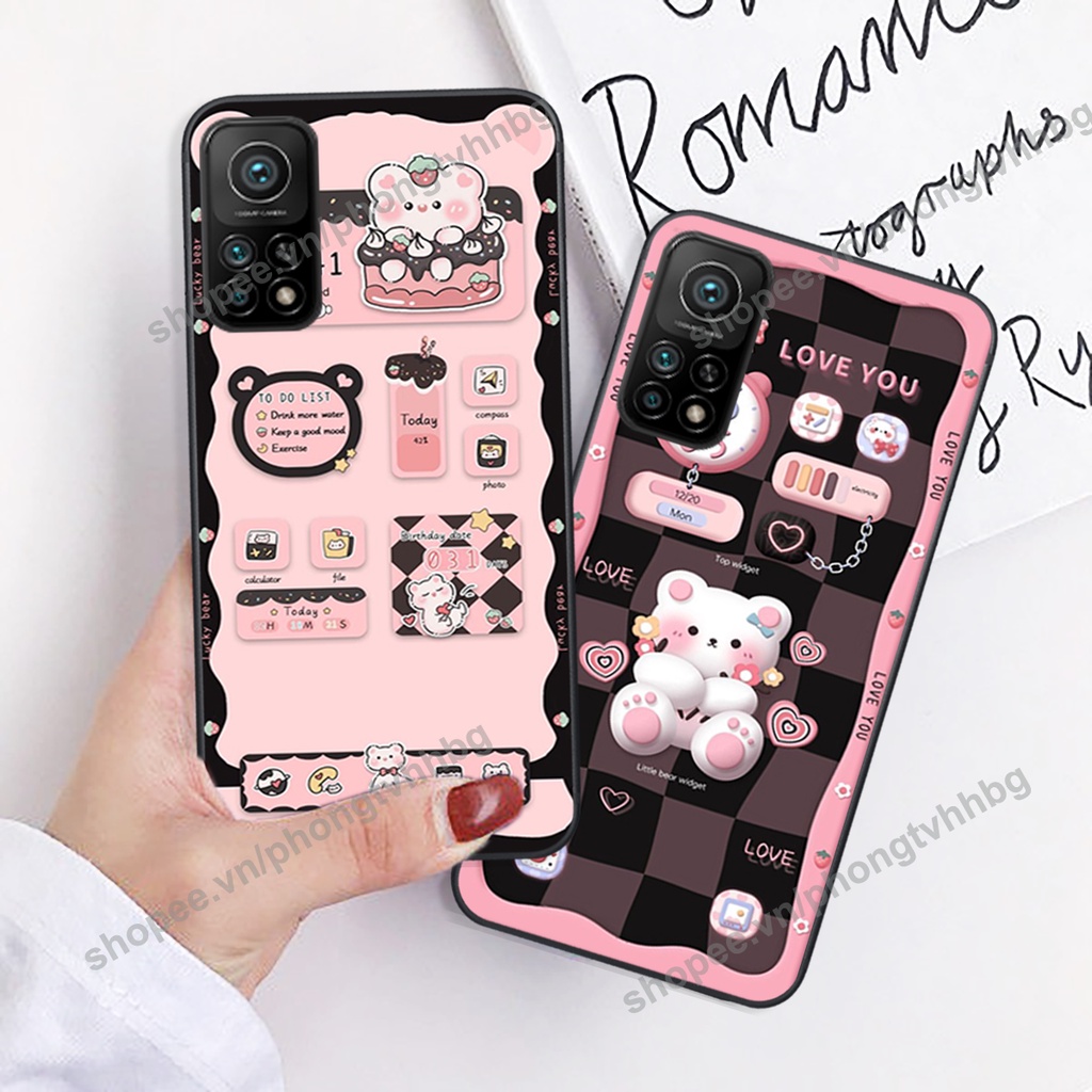 Ốp lưng Xiaomi Mi 10T Pro gấu,thỏ trắng , đồng hồ dễ thương cute cực đẹp