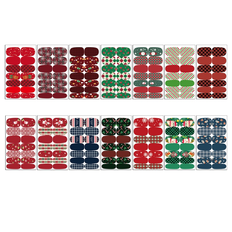 Đề Can Dán Móng Tay Toàn Diện Tự Dính Họa Tiết Cây Thông Giáng Sinh