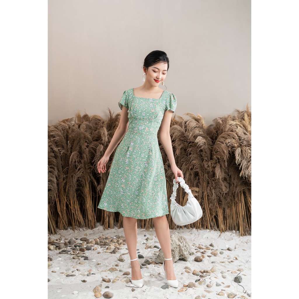 Váy hoa xoè cổ vuông-Demi Dress-V10-wfstudios
