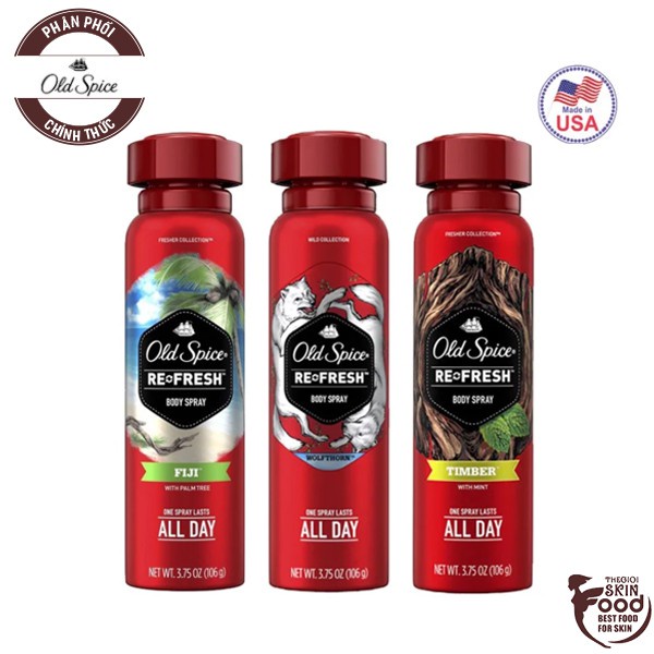 Xịt Khử Mùi Dành Cho Nam Old Spice Refresh Body Spray 106g