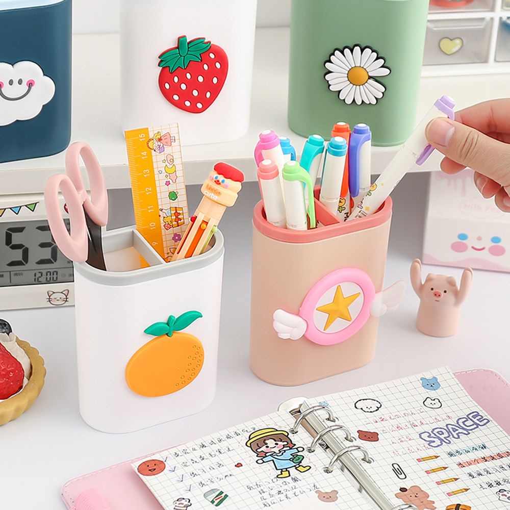 Lọ đựng bút bằng nhựa hai ngăn đa năng