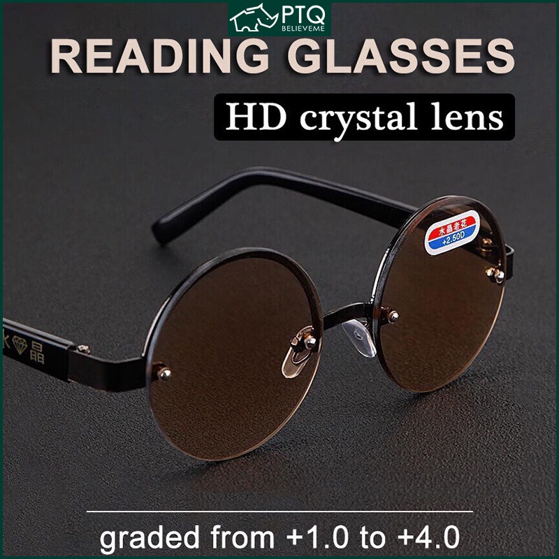 Kính Đọc Sách Nửa Gọng Tròn Chống Ánh Sáng Xanh HD Phong Cách Retro Cho Nam Nữ