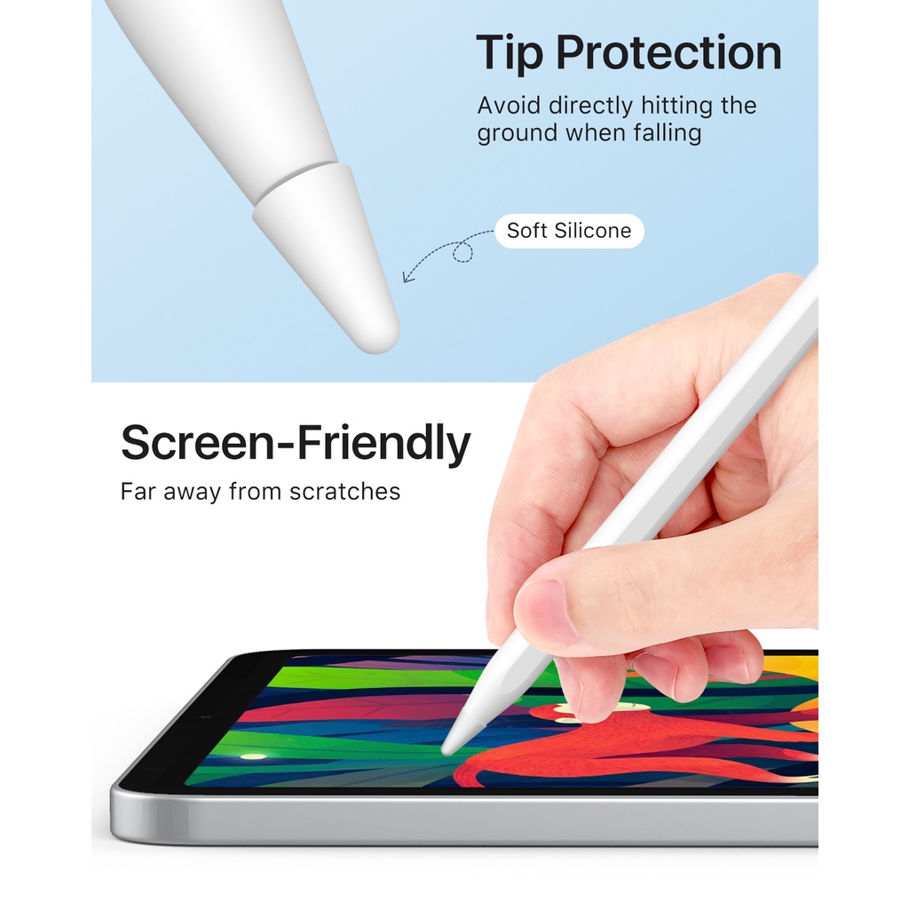 Set 10 Nắp Đậy Đầu Bút Chì Bằng Silicon Gọn Nhẹ Chống Trượt Cho Apple Pencil 1st Gen / 2nd