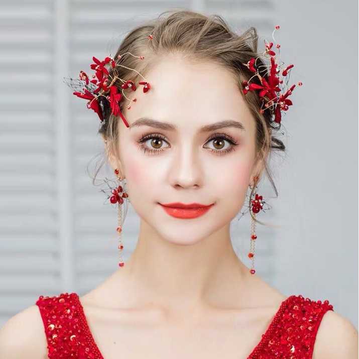 Mẫu cài đỏ mới vừa về Bộ 2 cài đỏ kèm bông tai Giá chỉ 130k