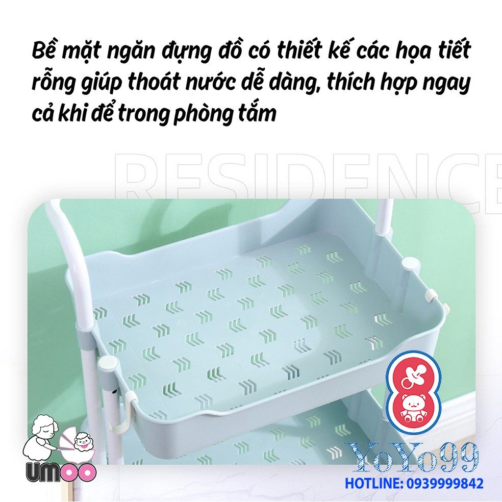 Kệ 3 tầng cao cấp Umoo có tay cầm và bánh xe