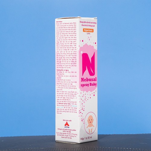 Dung dịch xịt mũi ưu trương cho trẻ từ 3 tháng tuổi Nebusal spray baby 1.9% chai 50ml làm sạch mũi trường hợp nghẹt mũi