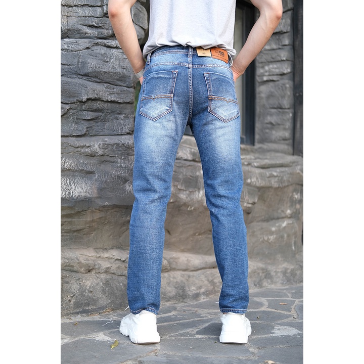 Quần jean nam cao cấp ống đứng H90 màu xanh ghi mài chất co giãn trẻ trung J079