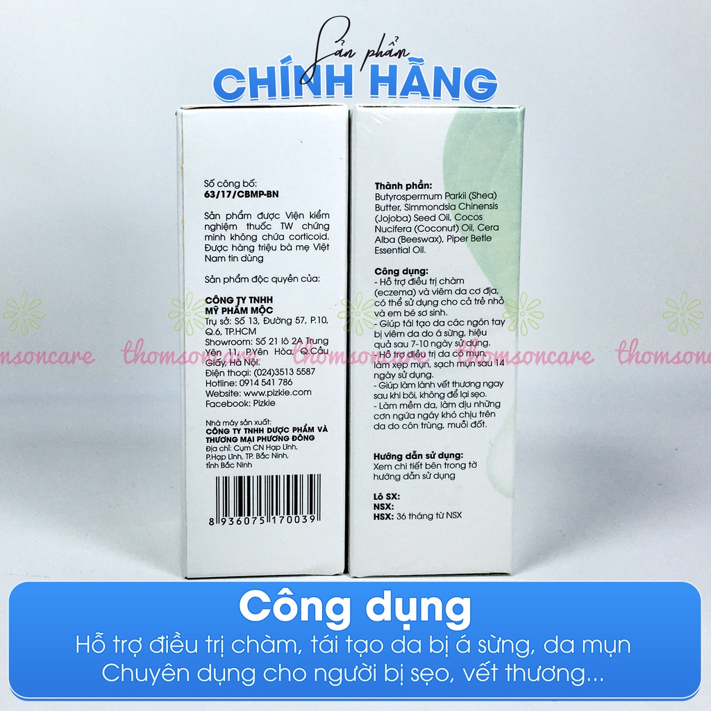 Kem trầu không Pizkie, giảm hăm, rôm sảy, ngứa da, chăm sóc da cho bé  và cả nhà - Mẫu mới tuýp 30g