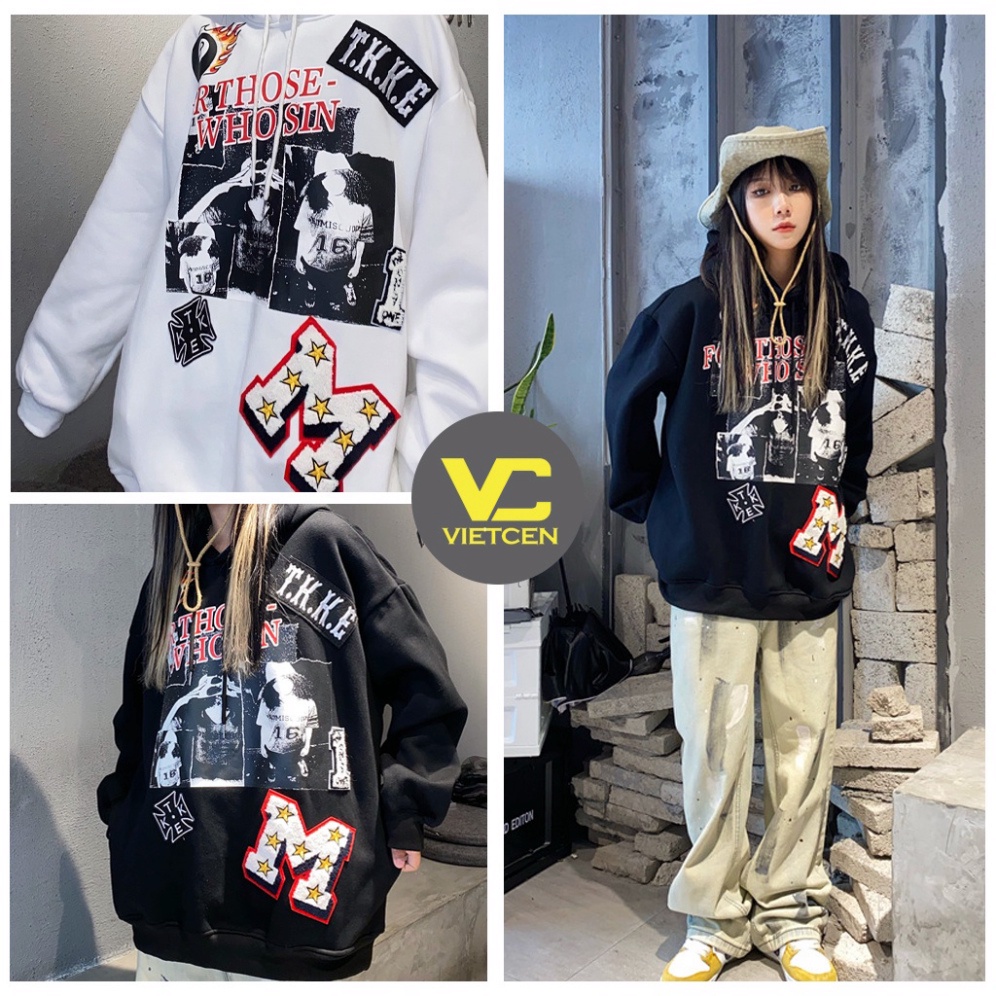 (Hàng Rẻ) Áo Hoodie Form Rộng Nam Nữ TKKE Ulzzang Cá Tính VIETCEN Áo Nỉ Mũ Phong Cách Hàn Quốc 2 Màu Đen Trắng (ảnh thật